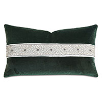 Uma Beaded Border Decorative Pillow In Emerald