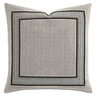 Sheldon Embroidered Border Decorative Pillow in Grain