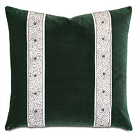 Uma Beaded Border Decorative Pillow In Emerald