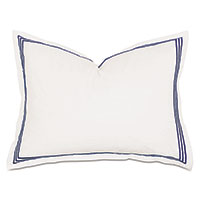 Tessa Satin Stitch Standard Sham in Ivory/Navy