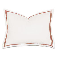 Tessa Satin Stitch Standard Sham in Ivory/Scarlet