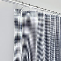 MALAYA GINGHAM SHOWER CURTAIN IN NAVY