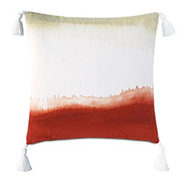 Palmetto Handpainted Decorative Pillow in Rust