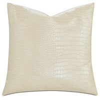 Tegu Faux Snakeskin Decorative Pillow in Pearl