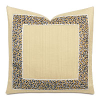 Folly Embroidered Border Decorative Pillow in Sand