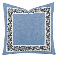 Saturn Leaf Border Decorative Pillow in Indigo