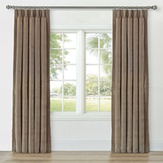UMA VELVET CURTAIN PANEL IN KHAKI