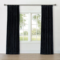 UMA VELVET CURTAIN PANEL IN CHARCOAL