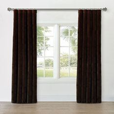 UMA VELVET CURTAIN PANEL IN BROWN