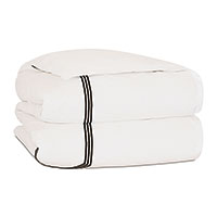 Tessa Satin Stitch Duvet Cover in Ivory/Black