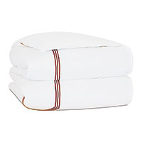 Tessa Satin Stitch Duvet Cover in White/Scarlet