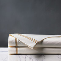 Tessa Satin Stitch Flat Sheet in Ivory/Antique