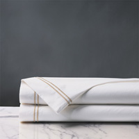 Enzo Satin Stitch Flat Sheet in Bisque