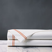 Enzo Satin Stitch Flat Sheet in Coral