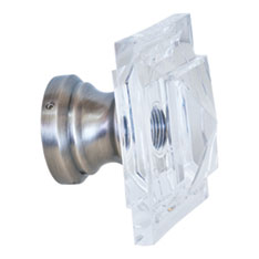 ACERO BRUSHED NICKEL LUCITE PYRAMID FINIAL PAIR