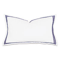 Tessa Satin Stitch King Sham in White/Navy