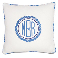 Maritime Embroidered Monogram Accent Pillow In Ivory