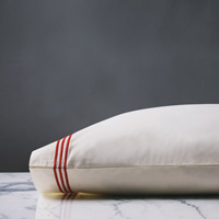 Tessa Satin Stitch Pillowcase in Ivory/Scarlet