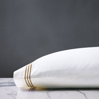 Tessa Satin Stitch Pillowcase in White/Antique