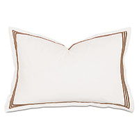 Tessa Satin Stitch Queen Sham in Ivory/Brown