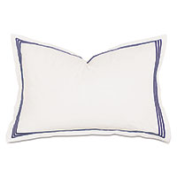 Tessa Satin Stitch Queen Sham in Ivory/Navy