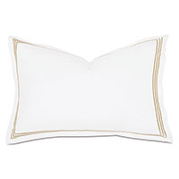 Tessa Satin Stitch Queen Sham in White/Bisque