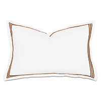 Tessa Satin Stitch Queen Sham in White/Brown