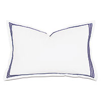 Tessa Satin Stitch Queen Sham in White/Navy