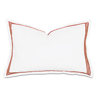 Tessa Satin Stitch Queen Sham in White/Scarlet