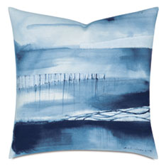 PALETTE HAND PAINTED DECORATIVE PILLOW IN STONE BLUE