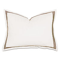 Tessa Satin Stitch Standard Sham in Ivory/Brown