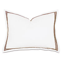 Tessa Satin Stitch Standard Sham in White/Brown