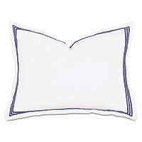 Tessa Satin Stitch Standard Sham in White/Navy