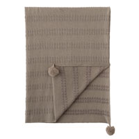 Brinsley Pom Pom Knit Throw In Tan