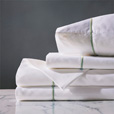 Linea Sheet Set In White & Aloe