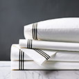 Tessa Satin Stitch Sheet Set in White/Black