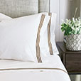 Tessa Satin Stitch Sheet Set in White/Brown