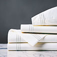 Tessa Satin Stitch Sheet Set in White/White