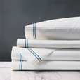 Enzo Satin Stitch Sheet Set in Ocean