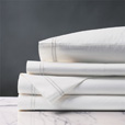 Enzo Satin Stitch Sheet Set in White