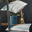 PALETTE HAND PAINTED DECORATIVE PILLOW IN PASTEL