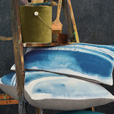 PALETTE HAND PAINTED DECORATIVE PILLOW IN STONE BLUE