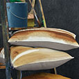 PALETTE HAND PAINTED DECORATIVE PILLOW IN RUST