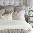 Nova Quilted Velvet Standard Sham in Ivory