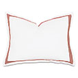 Tessa Satin Stitch Standard Sham in White/Scarlet