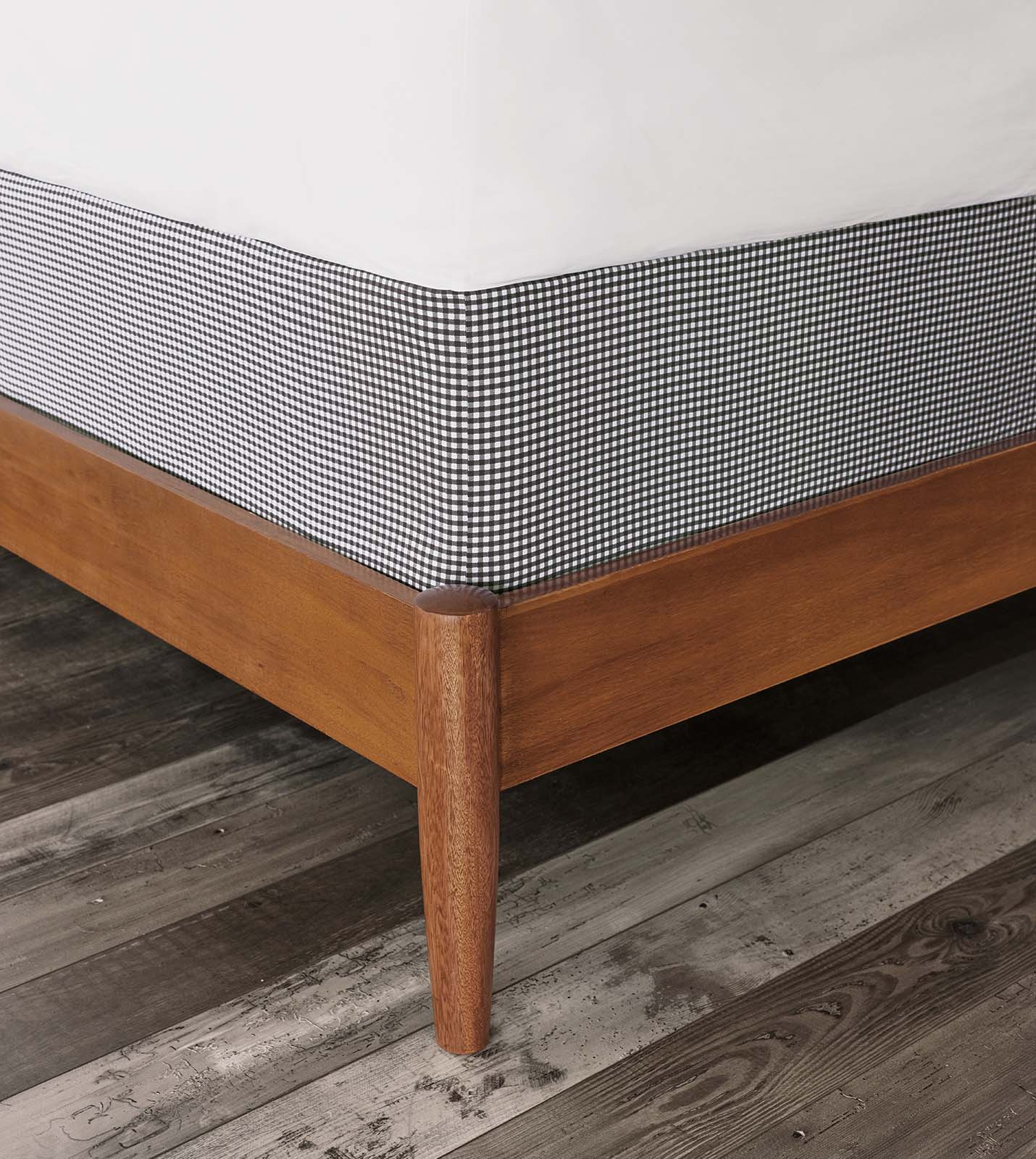 Malaya Gingham Box Spring Cover Cap In Black | Eastern Accents