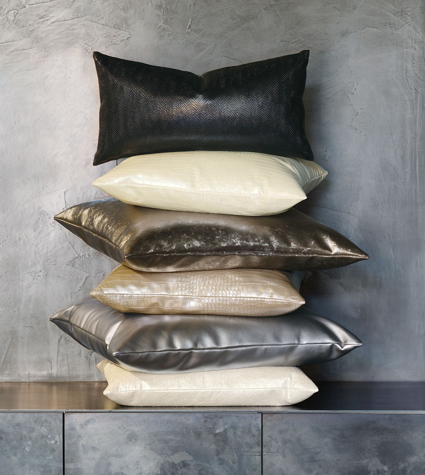 Tegu Faux Snakeskin Decorative Pillow In Pearl | Eastern Accents
