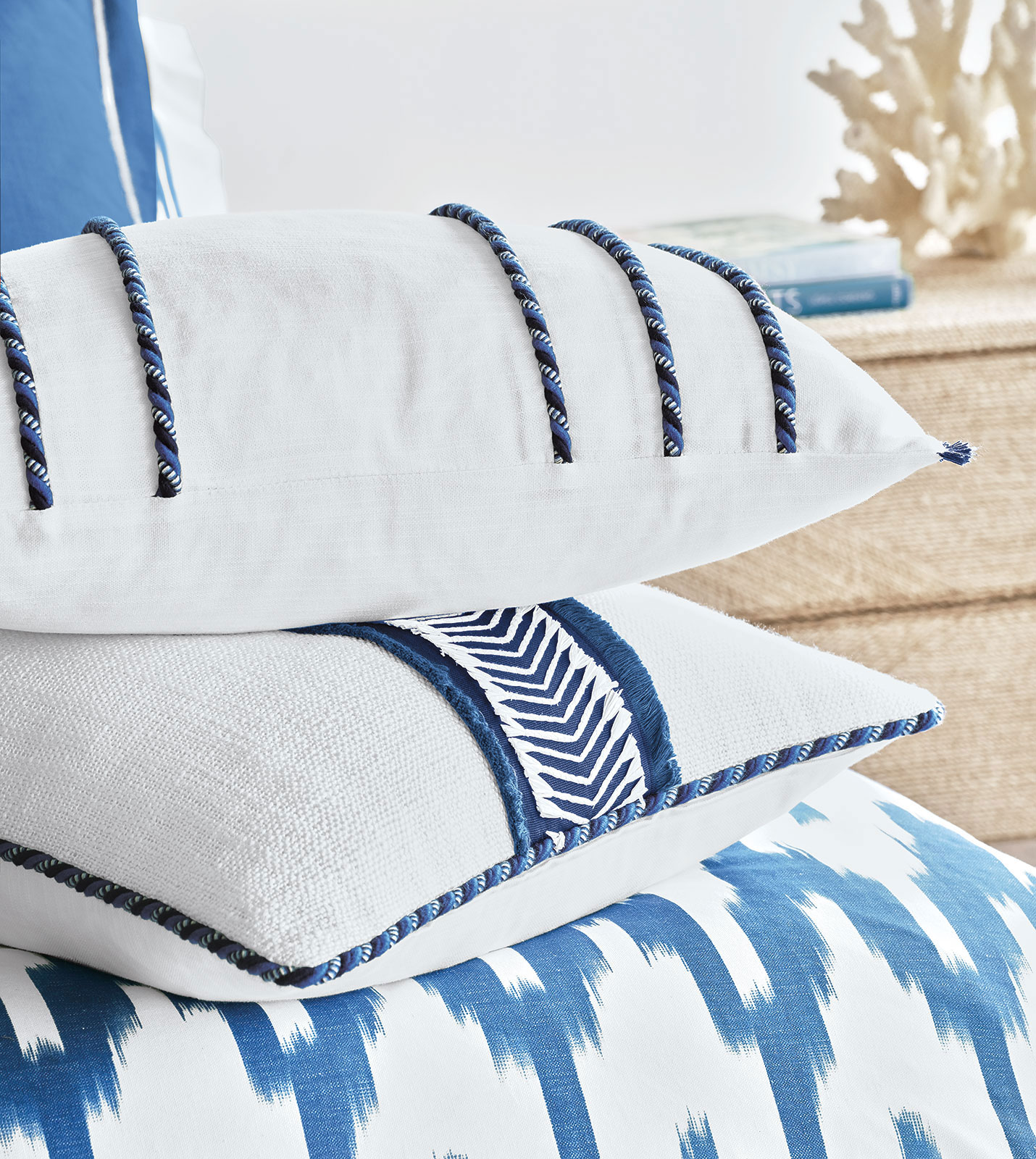 Tropical Raffia Square Pillow