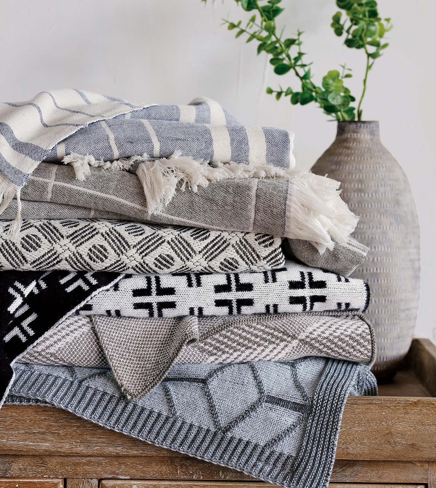 Geometric Throw Bond Geometric Knit Throw In Slate | Eastern Accents