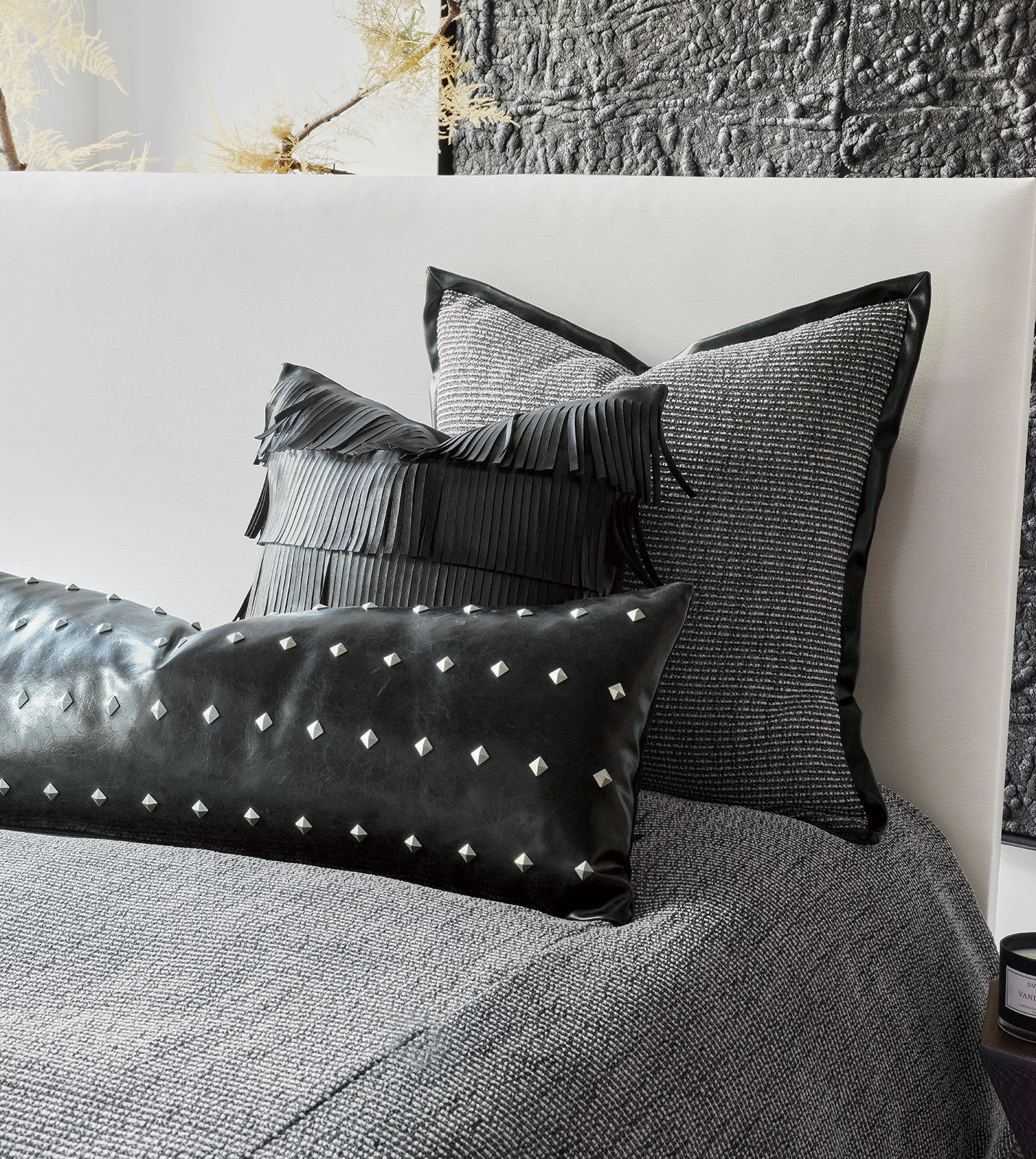 Zelda Studded Decorative Pillow - 13x36 | Eastern Accents